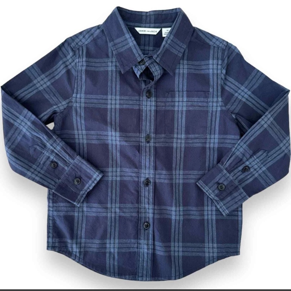 Janie and Jack Navy Plaid Shirt